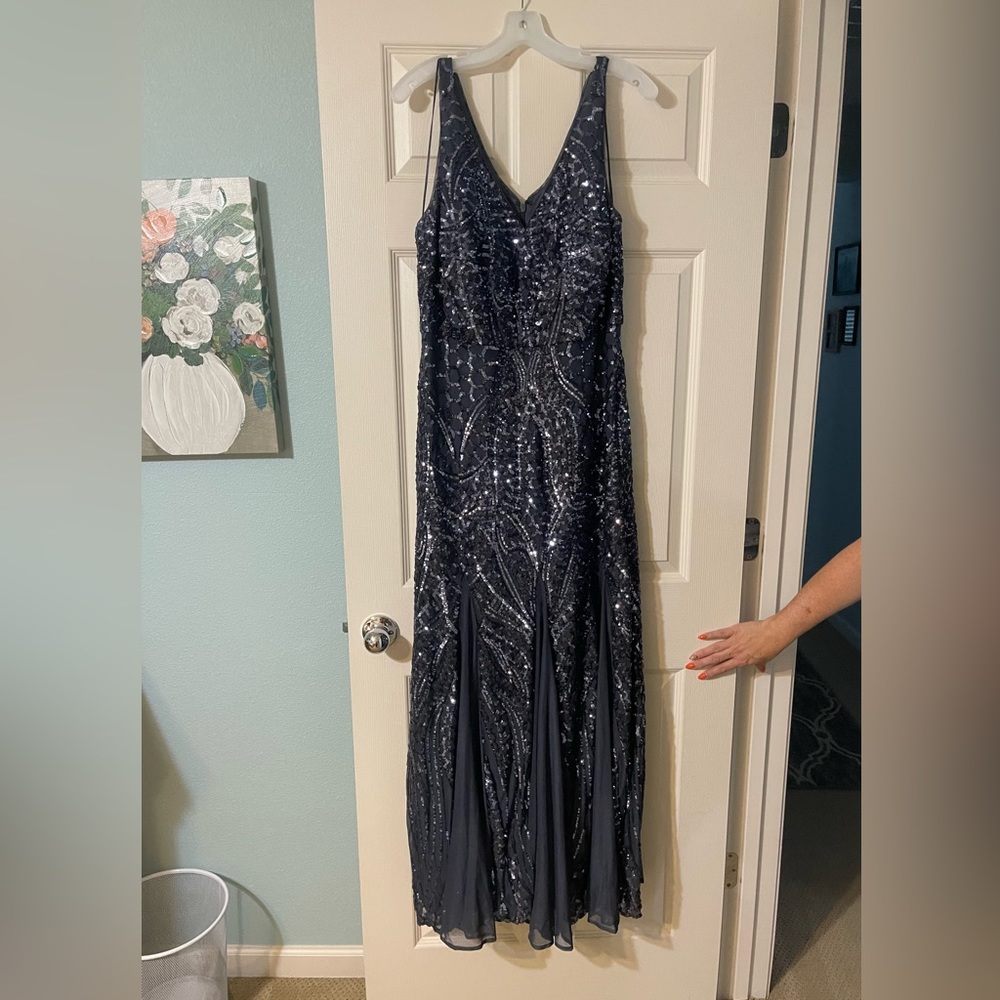 Nightway Blue Sequin Formal Gown - WORN ONCE